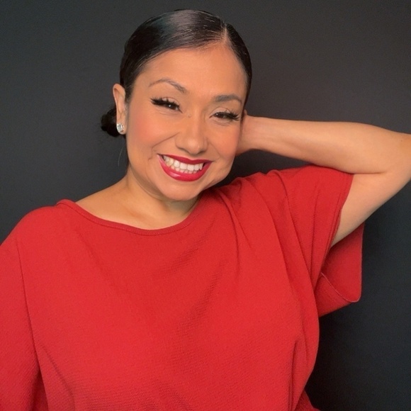 Burnt Orange Red Blouse - Picture 1 of 8